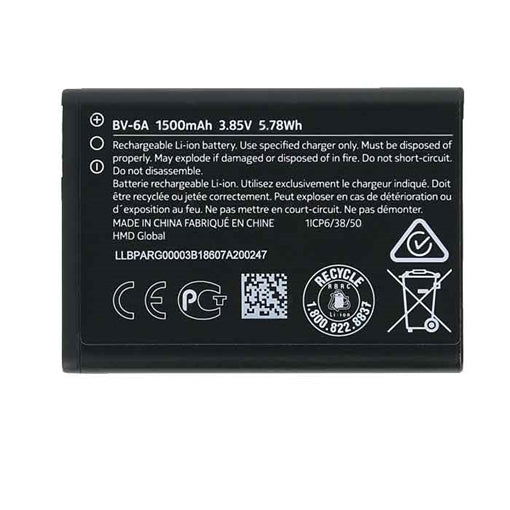 Replacement Battery BV-6A for Nokia Banana 2060/2720filp/8110/3060/5250/C5-03/ta-1059 1500mah