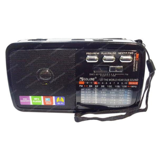 Golon RX-7600BT Portable Radio Rechargeable with Bluetooth and USB (Black)