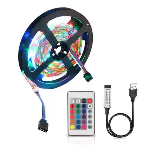 2m TV LED Strip RGB 5V Flexible Discoloration RGB LED String Lamp with Remote Control