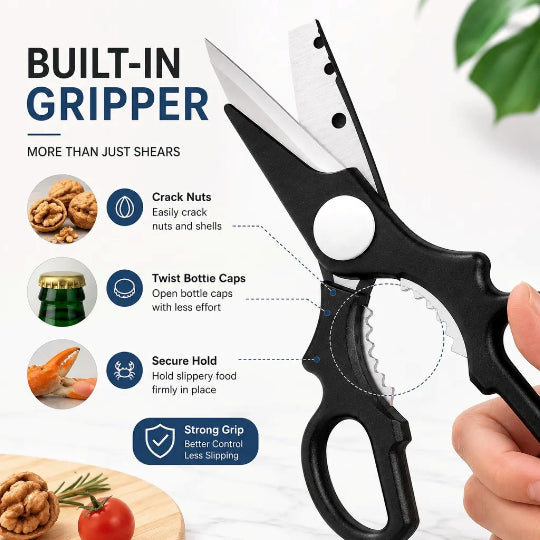 Kitchen Scissors KP-1500S | Stainless Steel Multipurpose Kitchen Shears Black