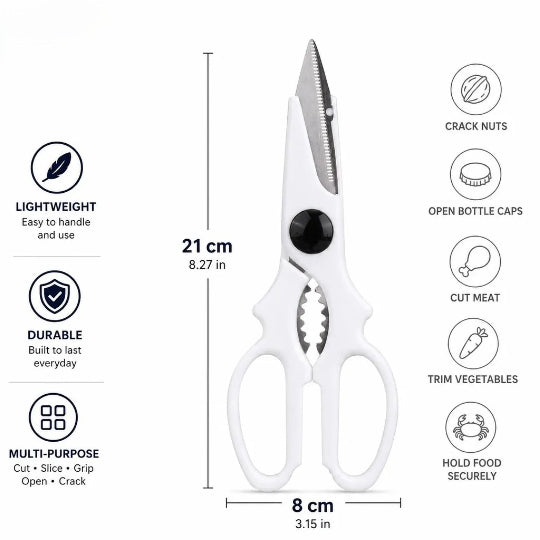 Kitchen Scissors KP-1500S | Stainless Steel Multipurpose Kitchen Shears White