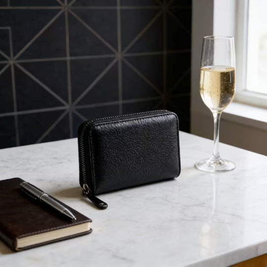 Premium Men & Women Wallet Multiple Card Slots, ID Card Holder And Zipper Pocket - Safe Travel And Everyday Use,Black