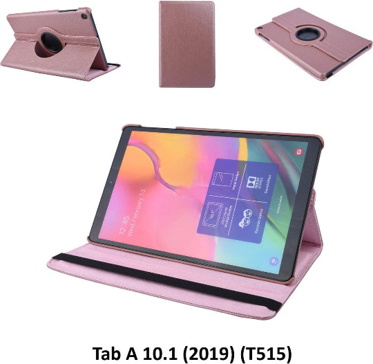 360° Rotating Book Cover Case for Samsung Galaxy Tab A 10.1 2019 SM-T510/T515 Rose Gold