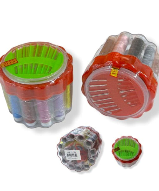 Sewing Needles - Threads in a Cylinder Set 12 Colors