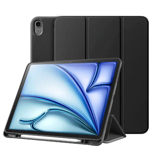 Smart Tri-fold Flip Case with Pencil Holder for iPad Air 11 Inch M4 M3 M2 2026 2025 2024,Air 2020/2022, Black