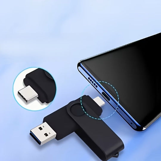 USB 2.0 Type-C Flash Drive 128GB High-Speed Memory Stick, Durable Metal Casing, Black