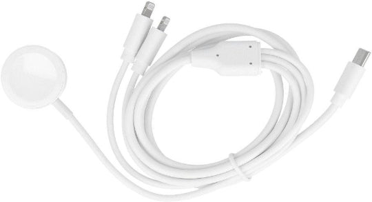 3-in-1 Charging Cable for Type-C to 2x Lightning & Apple Watch, 1.2m, White