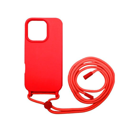 Quality TPU Back Cover Silicone Cord Case Silicone Case with Strap For iP 16 Pro