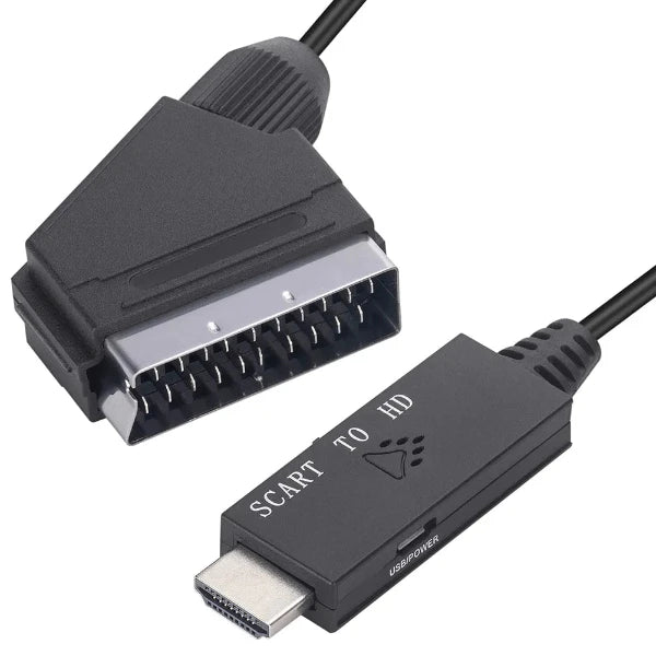 1m HDMI to Scart Cable, HDMI to Scart Converter Adapter HDMI to Scart Video Adapter with micro charging cable