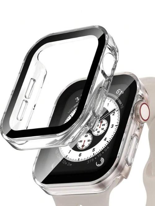 Screen Protector Tempered Glass  Full Coverage With Case For Ap: Watch 46mm (Clear)