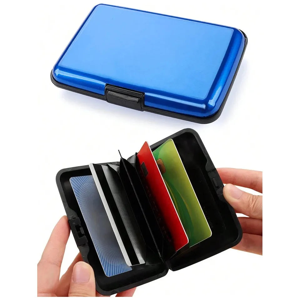 7 Slots Credit Card Holder Slim Mini RFID Blocking Credit Card Protector - Blue