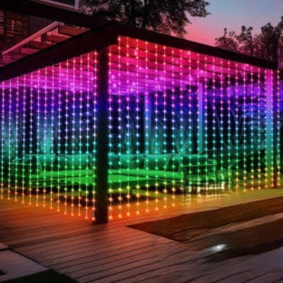 LED Christmas Curtain Lights Clear Wire Curtain String Lights 2m x 1m -  (Multi Colour)