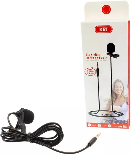 Lavalier Wired Condenser Microphone 3.5mm Jack Lice for Audio Recording KM-008 (1.8m)