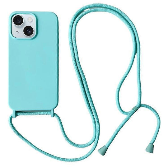 Tpu Silicone Back Cover Case Strap With Cord For iPhone 15