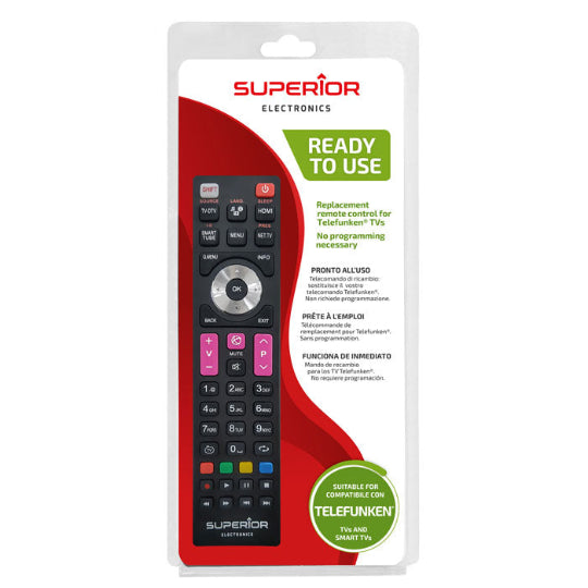 Superior Electronics Compatible Remote Control Ready to Use for Telefunken Televisions