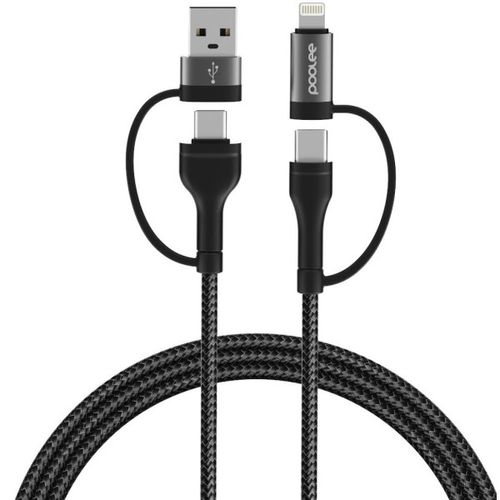 YOURZ 4 IN 1 60W Fast Charging Data Cable USB A Type C To USB C Lightning Display PD Cable 1.2M M33