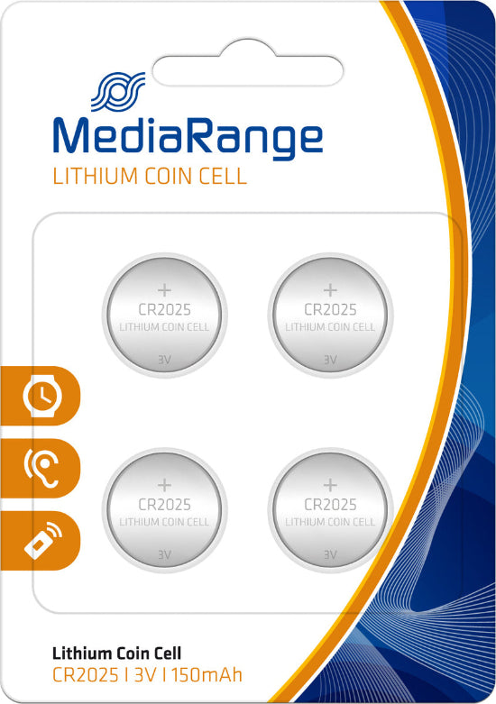 MediaRange Lithium Coin Cells Battery CR2025 3V 150Mah (4PCS)