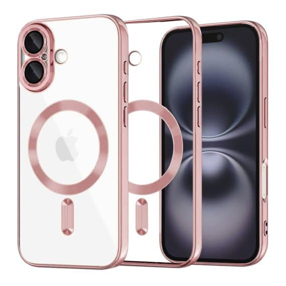 Magnatic Charging MagSafe Compatible Electroplated Transparent Case For Iphone 16