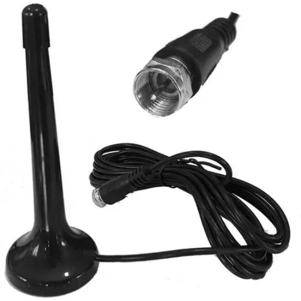 Andowl Q-A161 Indoor TV Antenna (no power required) in Black Color Connection with Coaxial Cable