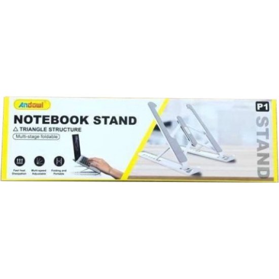Andowl P1 Multi-Position Foldable Notebook Bracket Portable Laptop Tablet Stand, Adjustable Holder (White)