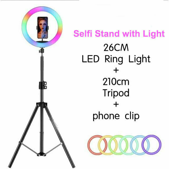 MJ30 RGB Ring Light 30.48cm with Tripod Floor and Mobile Holder with Remote