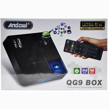 Andowl TV Box QG9 6K UHD with Wi-Fi USB 2.0 / USB 3.0 4GB RAM and 64GB Rear Toy Basket with Operating System Android 12 