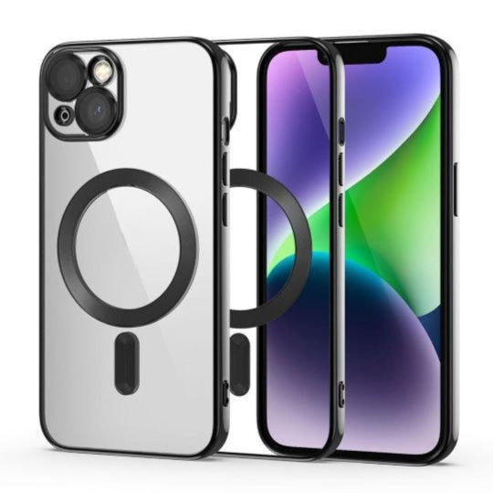 Transparent Electroplated Magsafe Magnetic TPU Phone Case For iPhone 15