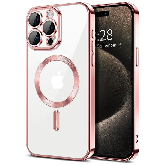 Magnetic Premium Electroplating Frame Cover Case for iPhone 15 Pro