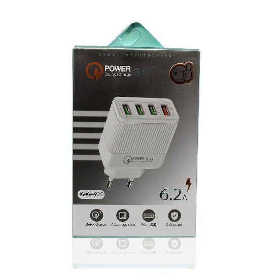 Power Quick Charge 3.0 Adaptor 4 ports KeKe-QC-04/KeKe-935 Black