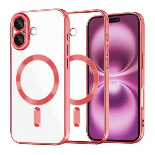 Magnatic Charging MagSafe Compatible Electroplated Transparent Case For Iphone 16 Plus