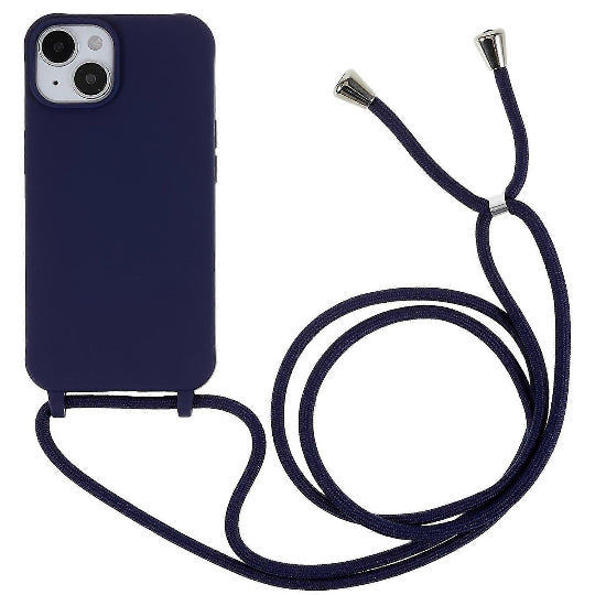 Tpu Silicone Back Cover Case Strap With Cord For iPhone 15