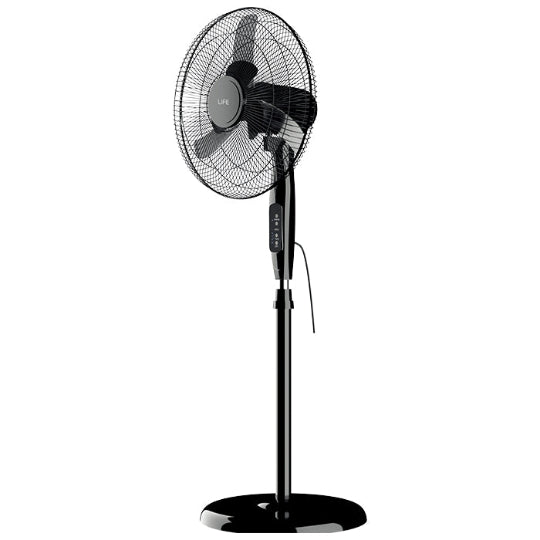Life Boreas 45W Floor Standing Fan, 40cm Diameter, with Remote Control, Black