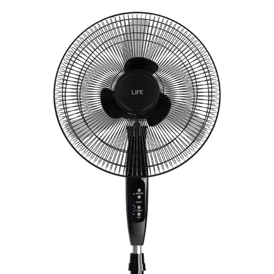 Life Boreas 45W Floor Standing Fan, 40cm Diameter, with Remote Control, Black
