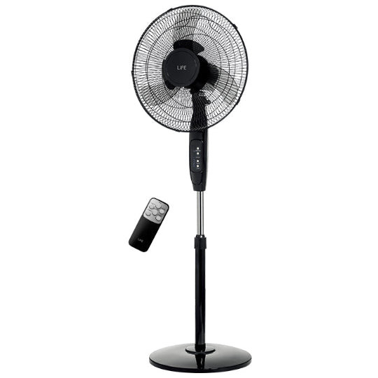 Life Boreas 45W Floor Standing Fan, 40cm Diameter, with Remote Control, Black