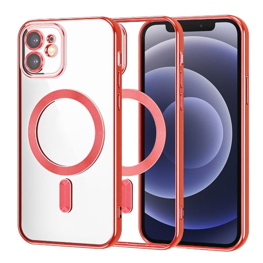 Magsafe Transparent Color Frame Case With Camera Lens Protector for Iphone 12