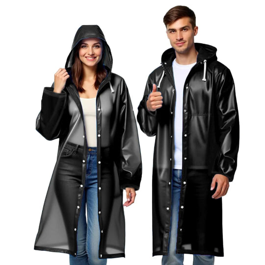 EVA Lightweight Raincoat For Men and Women - Black