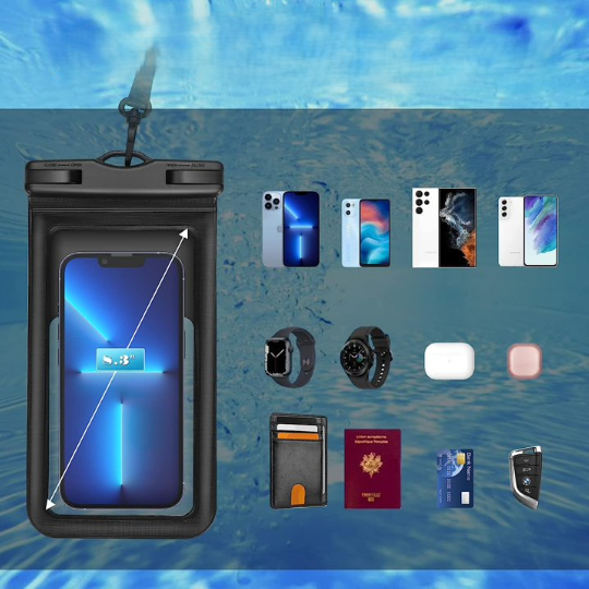 Waterproof Phone Case Universal Up To 7.2" Black