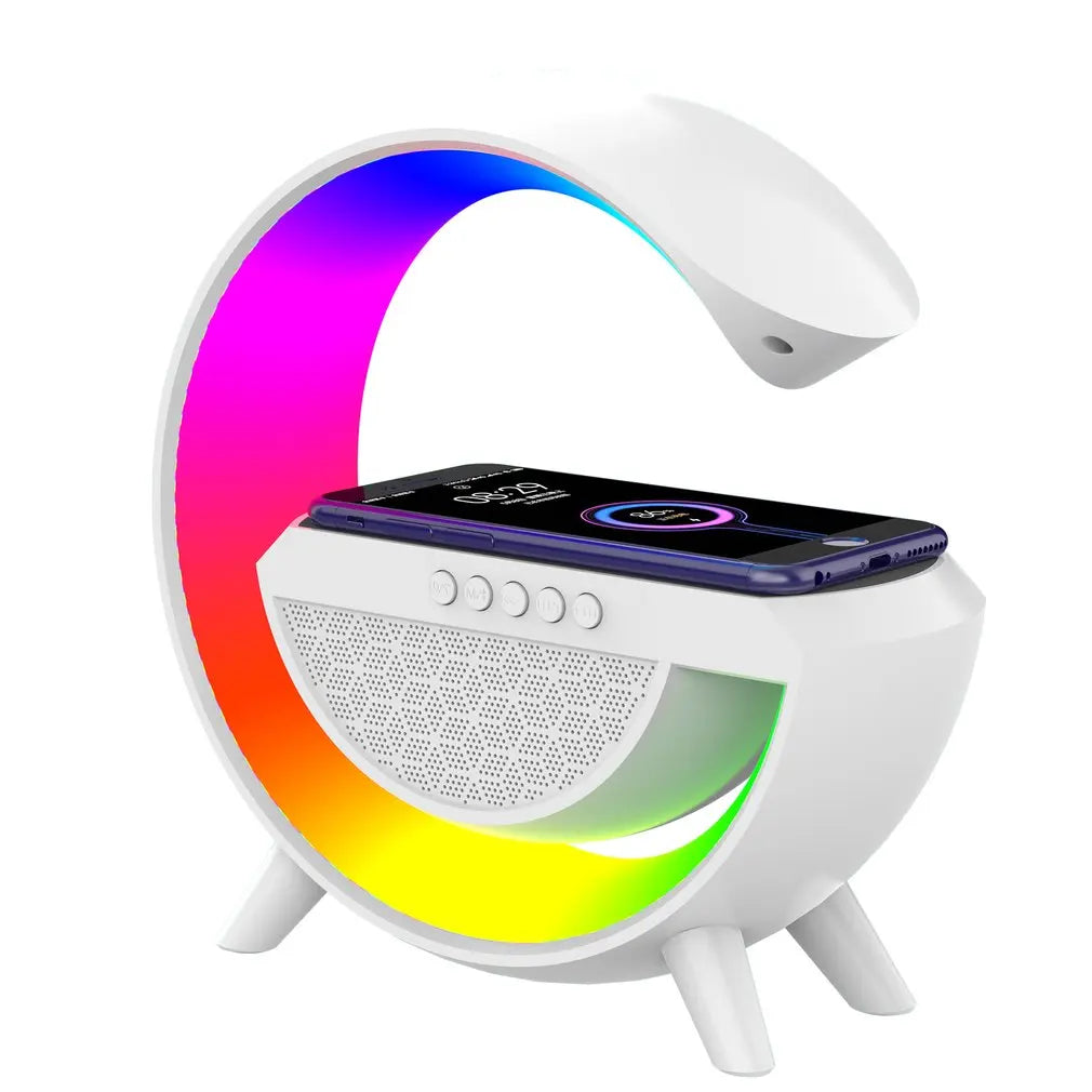 3 IN 1 G Shape Wireless Speaker BT-3401 Dazzle Color Atmosphere Light Wireless Charge For iPhone Only