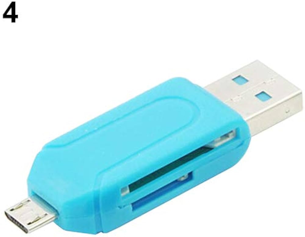 Micro USB OTG Adapter USB Memory Card Reader with Dual Connectors SD Card Reader for SDXC, SDHC, SD, Micro SDXC, Micro SD, Micro SDHC Card(Blue)