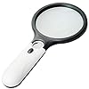 With 3 LED Hand - Held Magnifying Glass Lens Jewelry Loupe, Magnifier Glass for Seniors, Book and Newspaper Reading (45x22mm-2.5 x 90mm)