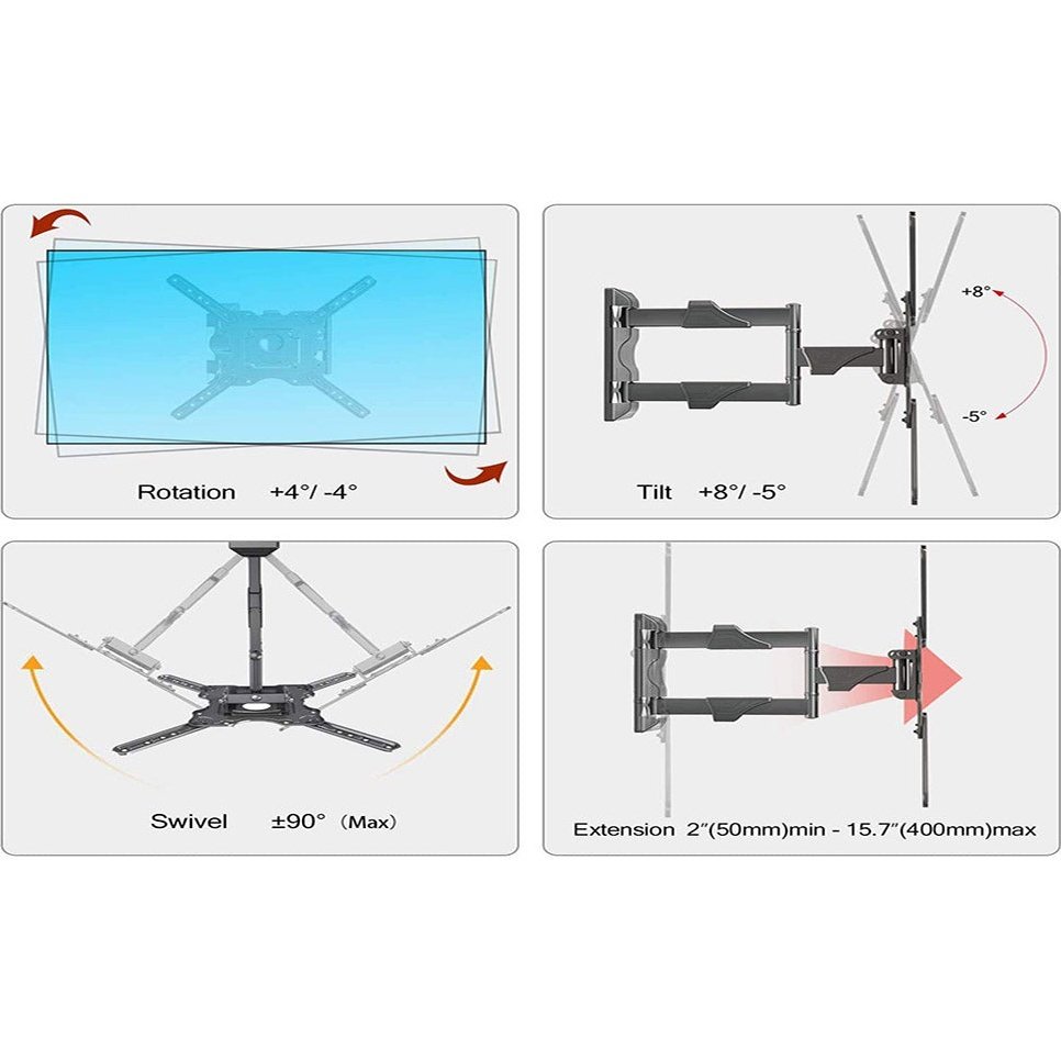 FD-L400 6 Way Swivel Tilt TV Wall Mount for LCD/LED TV's from 32" to 55" Inch 