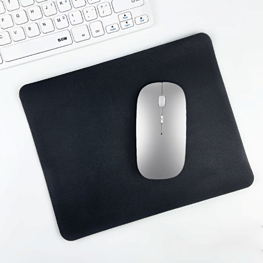 Faux Leather Mouse Pad Solid Color Simple Fashion Office Mouse Pad 26cmX21cm Black