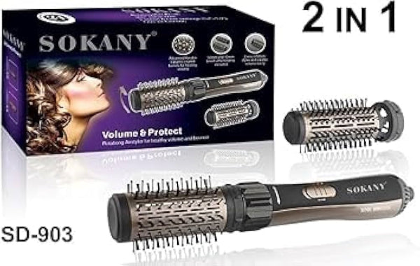 2IN1 Sokany Electric Ceramic Hair Brush for Straightening & Curling 1000W SD-903