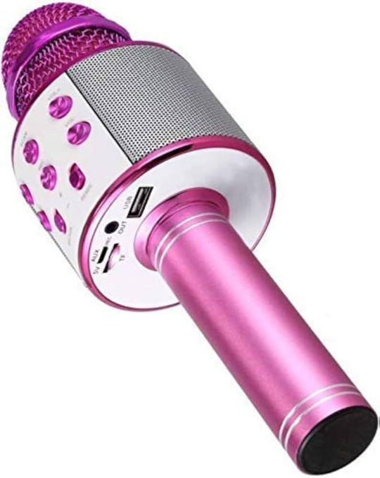 WS-858 Wireless Bluetooth Karaoke Handheld Microphone USB KTV Player Bluetooth Mic Speaker Record Music (Pink)