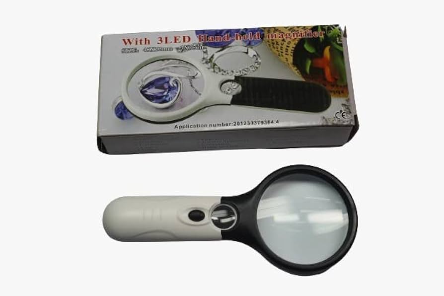 With 3 LED Hand - Held Magnifying Glass Lens Jewelry Loupe, Magnifier Glass for Seniors, Book and Newspaper Reading (45x22mm-2.5 x 90mm)