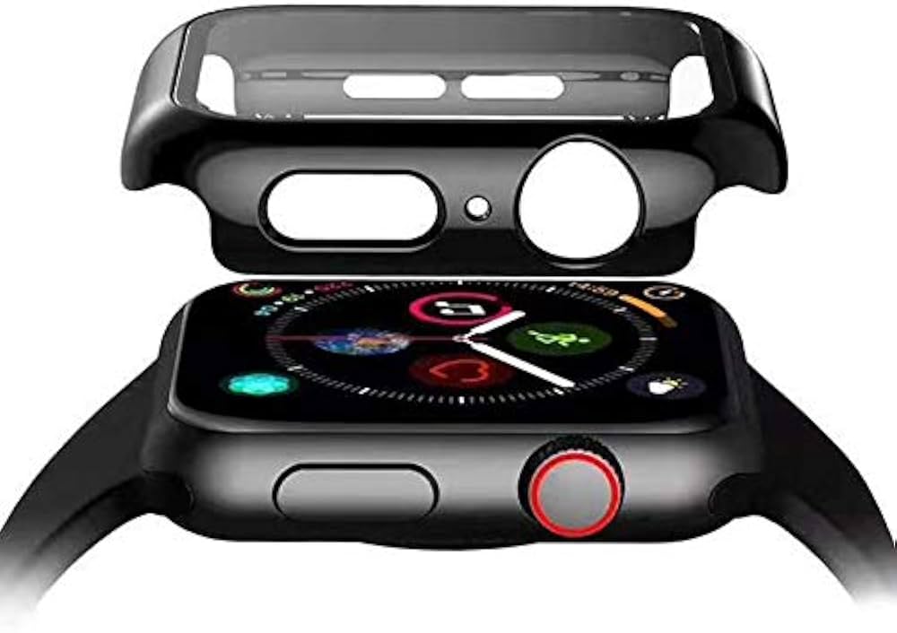 Tempered Glass Screen Protector Full Coverage With Case For Apple Watch 41mm (Black)