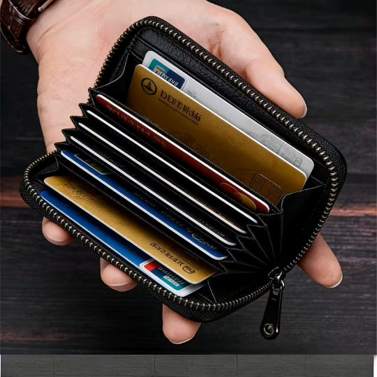 Premium Men & Women Wallet Multiple Card Slots, ID Card Holder And Zipper Pocket - Safe Travel And Everyday Use,Black