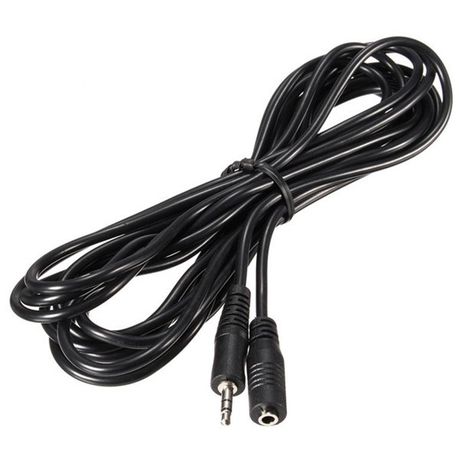 Male 3.5mm Stereo Jack to Female 3.5mm Stereo Jack Aux Cable, Black, 3M