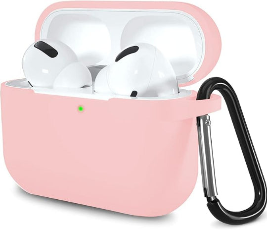 Soft Silicone Case with Clip Hook Silicone Case for Apple AirPods Pro 3 (Rose)
