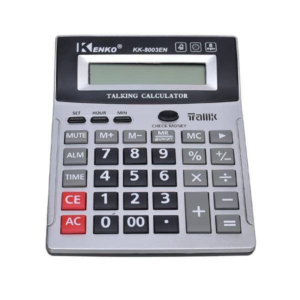 Calculator 8 Digit English Talking with Alarm, Time Show, Check Money Office Computer KK-8003EN